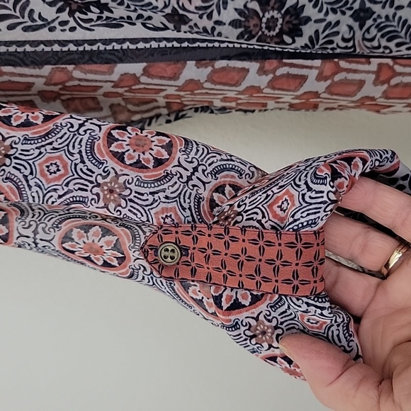 American Rag Orange, Navy & Off White Sheer Boho Print M - Picture 5 of 15